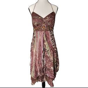 Sue Wong Y2K Beaded Animal Print Ethereal Fairy Delicate Midi Dress Size 12